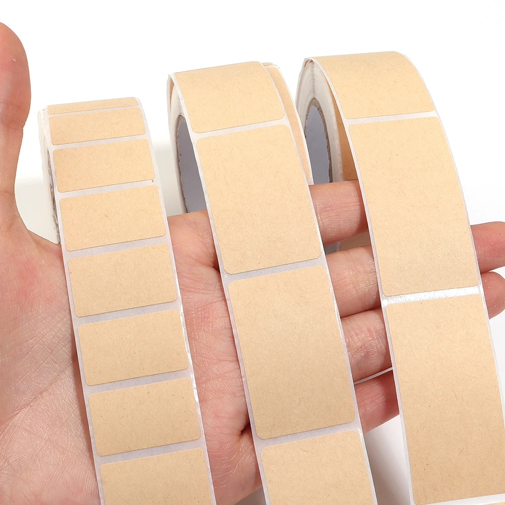 260-800pcs Kraft Paper Label Stickers Rolls of Self-adhesive Stickers Handwriteable Tags for Classification Packaging Note