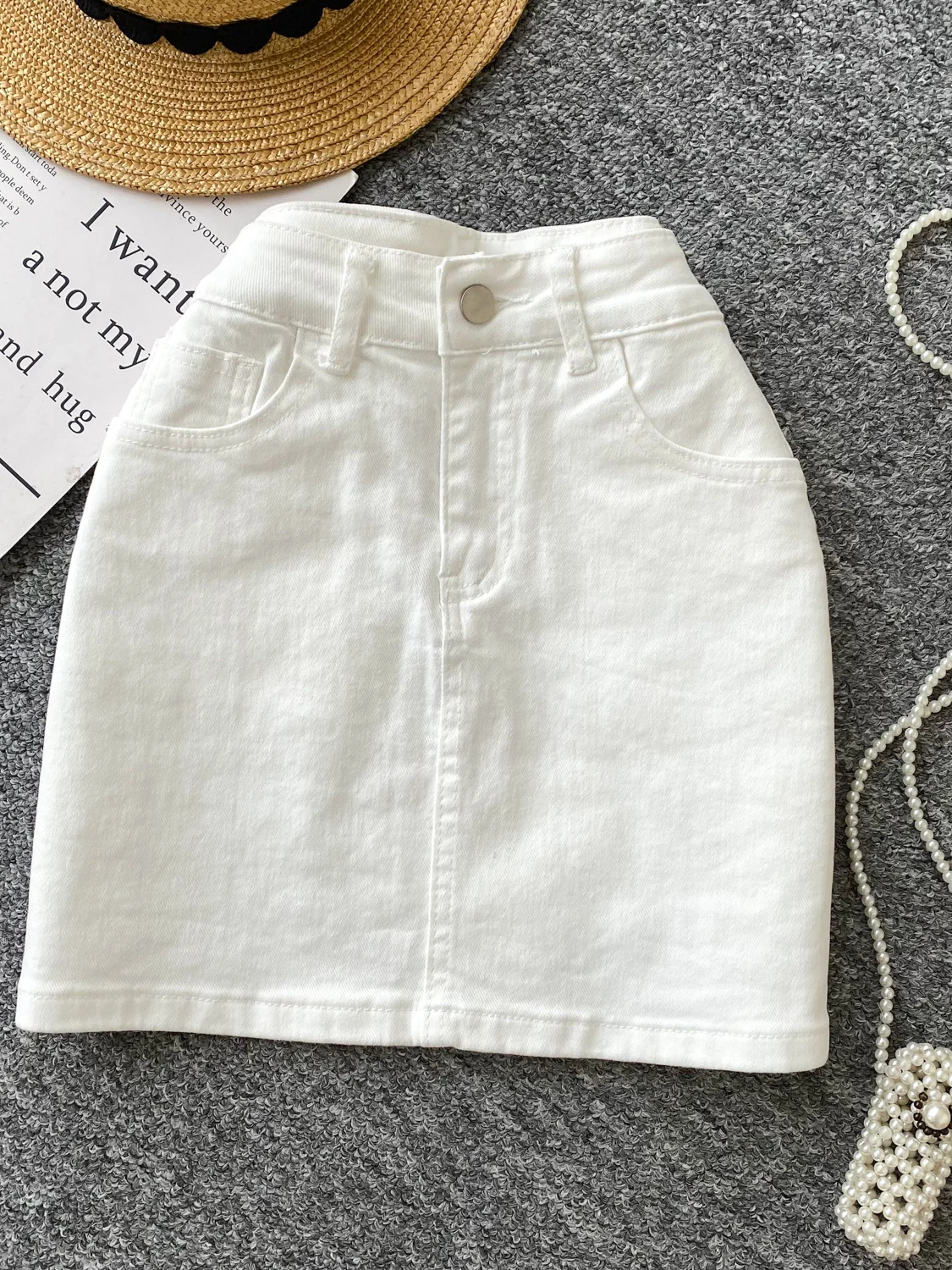 

Korean Sle High Waist Skirt Women's Summer Slimming A-Line Wrap Bodycon Denim Skirt Trendy Commute Ready Ci Wear