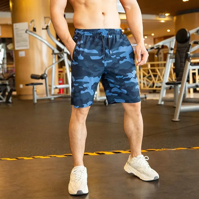 

Мужские камуфляжные спортивные шорты, летние быстросохнущие дышащие шорты для тренировок, бега, спортзала, повседневные шорты длиной до колена
