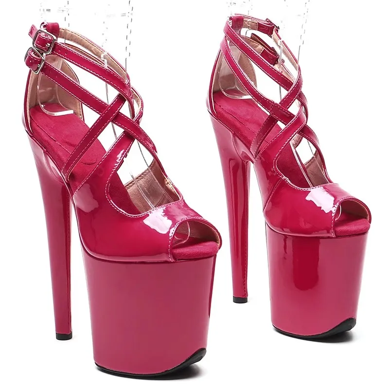 

20cm/8inches Shiny PU Upper Electroplate Platform High Heel Sandals Sexy Model Shoes Pole Dance Shoes 338