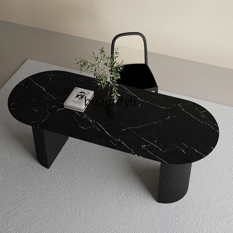 

C Nordic Cave Stone Stone Plate Dining Table Simple Apartment Living Room Rectangular Dining Table Dining Chair Combination