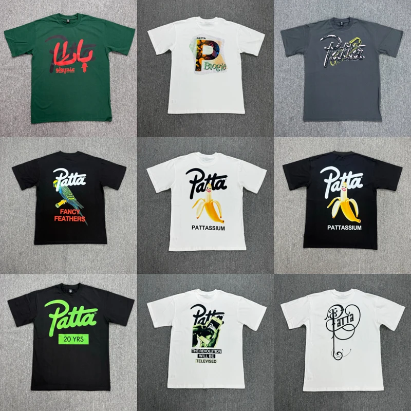 Classic Trend PATTA T-shirts Casual Round-neck Cotton Print Short-sleeve Tops Men's Loose Patta Tshirt