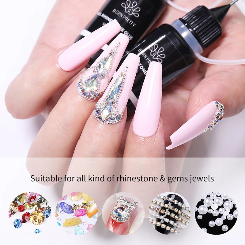 BORN PRETTY 10g Nail Rhinestone Adhesive Glue For Stick The Drill Tranparent Nail Glue Soak Off UV LED Nail Art Gel Varnish