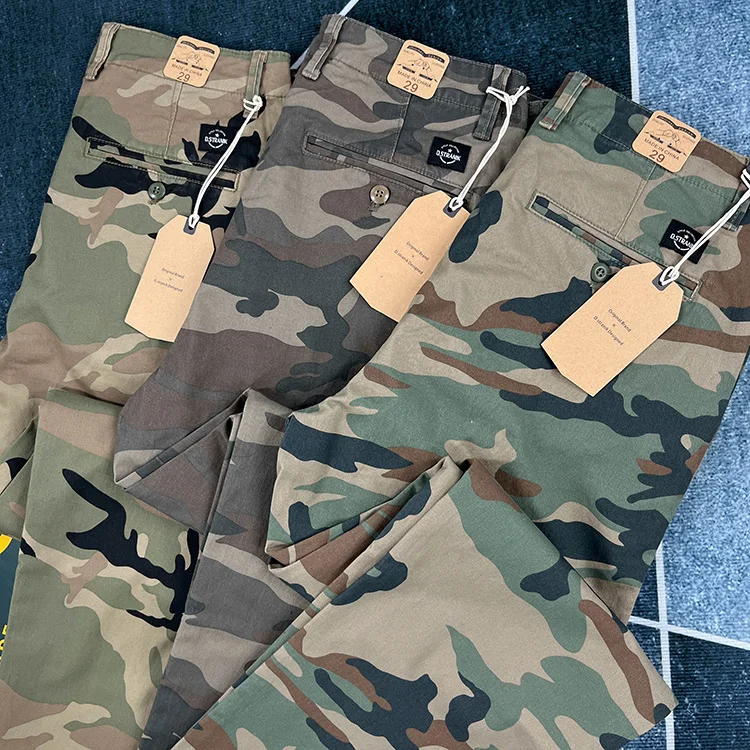 100% cotton Camouflage Pants for Men Spring American Vintage Workwear Trousers Casual Straight Amekaji Youth Male Streetwear