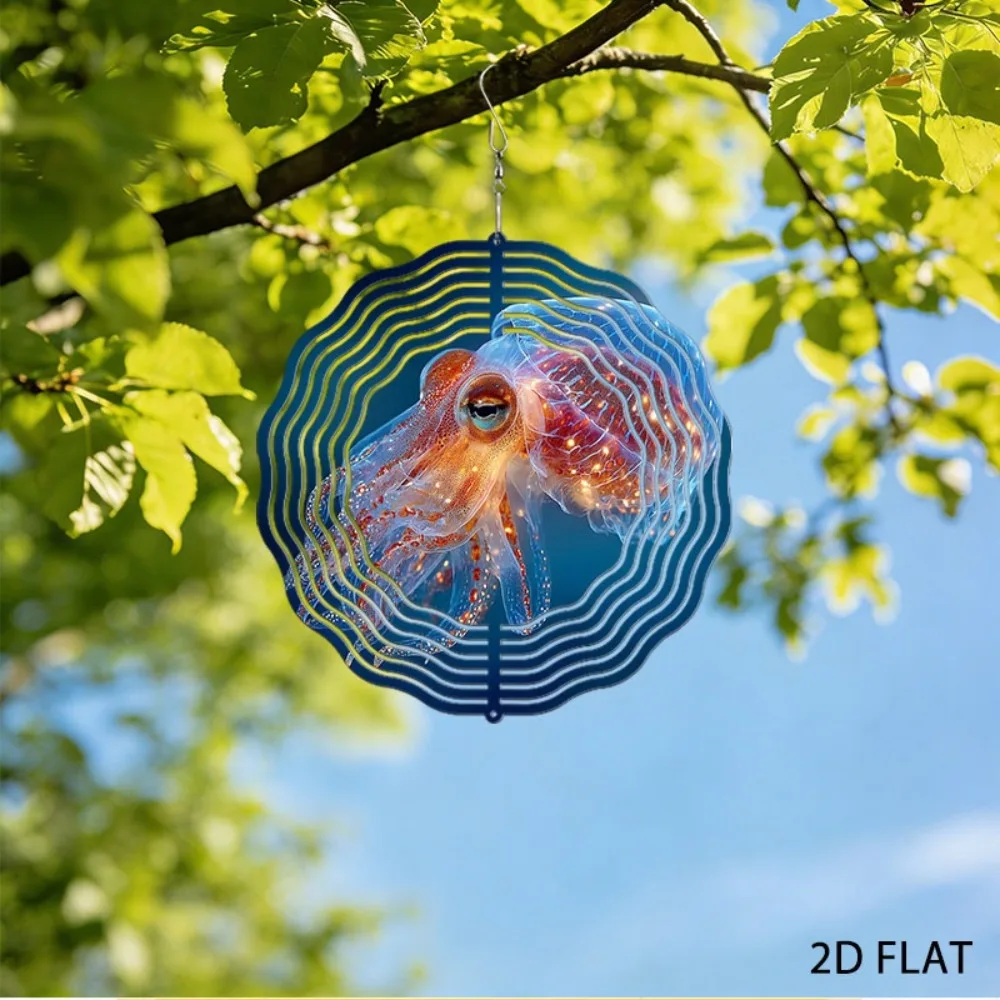 

Glowing Octopus Wind Chime Bioluminescent Garden Decoration Outdoor Wrought Iron Art Luminous Squid Ornament for Lawn Aquarium