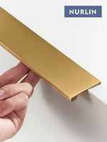 Nurlin Solid Brass Cabinet Drawer Cabinet Door Handle Comfortable Rounded Edge Lip Pull Extended Length Brushed Brass