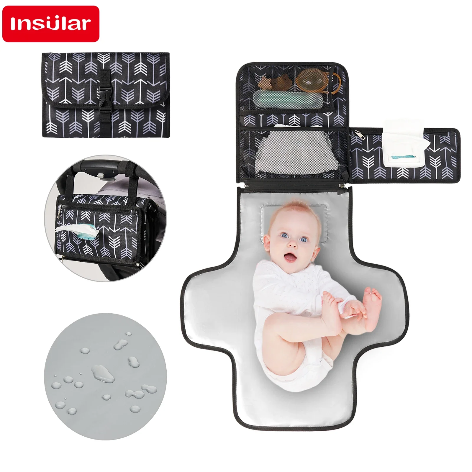 MiniatureBaby Diaper Changing Mats Infant Nappy Mattress Travel Cushion Portable Foldable Washable Waterproof Reusable 3 Layers