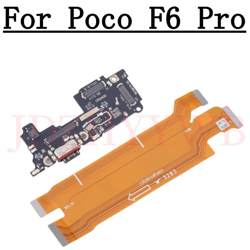 

USB Charge Port Connector Charging SIM Card Reader Board For Xiaomi Poco F6 Pro F6pro LCD Motherboard Main Flex Cable Parts