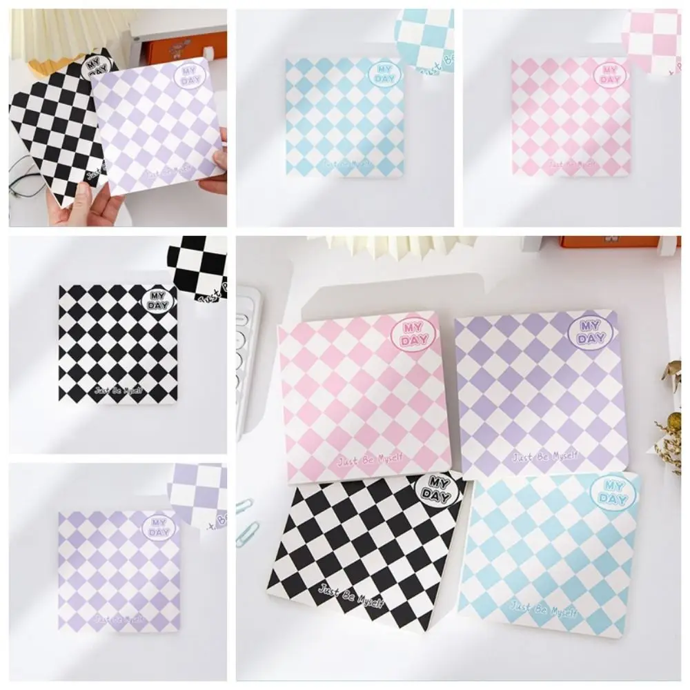 

100 Pages Chessboard Pattern Note Pape Scrapbook Rhombus Grid Square Grid Notebook Cartoon Stationery Flip Over Notebook Gift