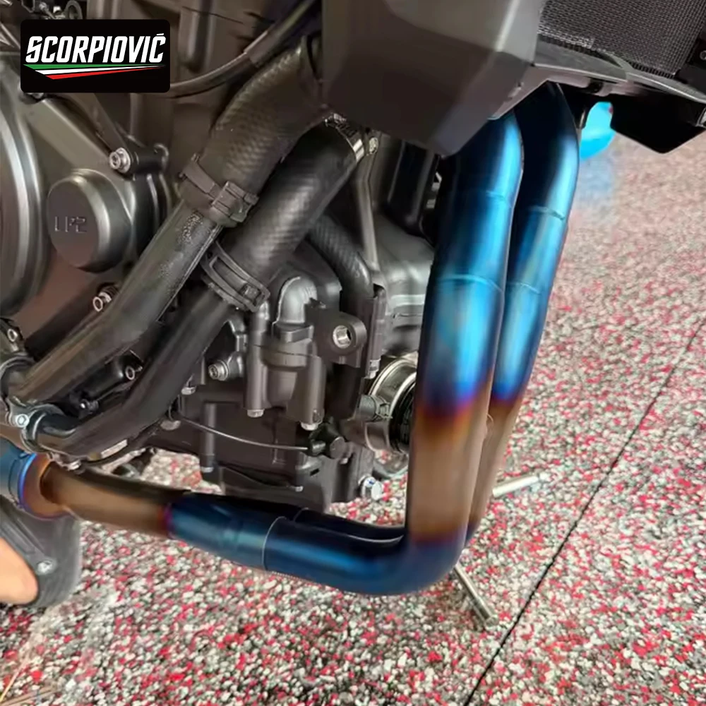 

Motorcycle Exhaust Slip-On Tube Modify Dual oxygen sensors Front Link Pipe Escape Moto Full System FOR YZR-R7.R7.XSR700