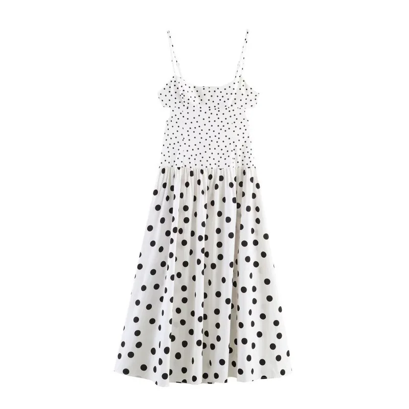 

Dave&Di European And American Style Summer Women's New Polka Dot Midi Camisole Dress Woman Clothes Dress Elegant Party Dresses