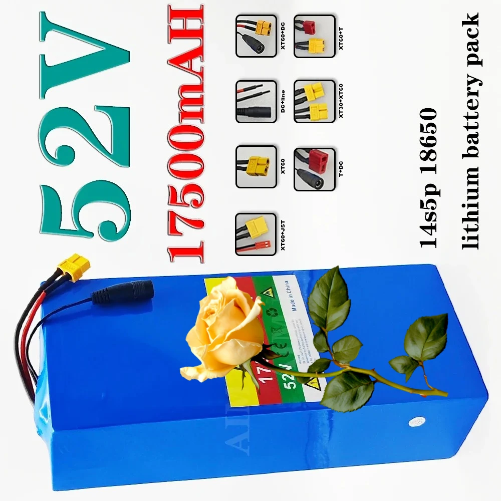 

14S5P lithium battery 52V 17.5AH 18650 with BMS For 1500W electric scooters, mountain bikes+charger