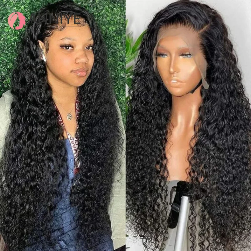 

12A 200 Плотность Волна Воды 13x4 Парик Фронта Шнурка Человеческие Волосы HD Прозрачные Парики Для Чернокожих Женщин Реми Предварительно Сорванные Парики Волосы ANNIYE