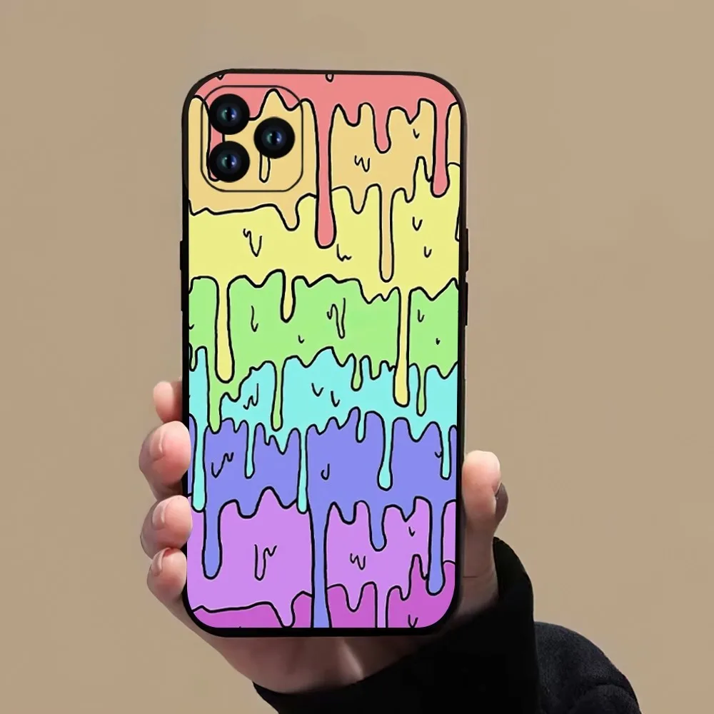 Pastel Kawaii Melting Trans Phone Case For iPhone 11 12 13 14 15 Mini Pro XS Max X S Plus XR Shell