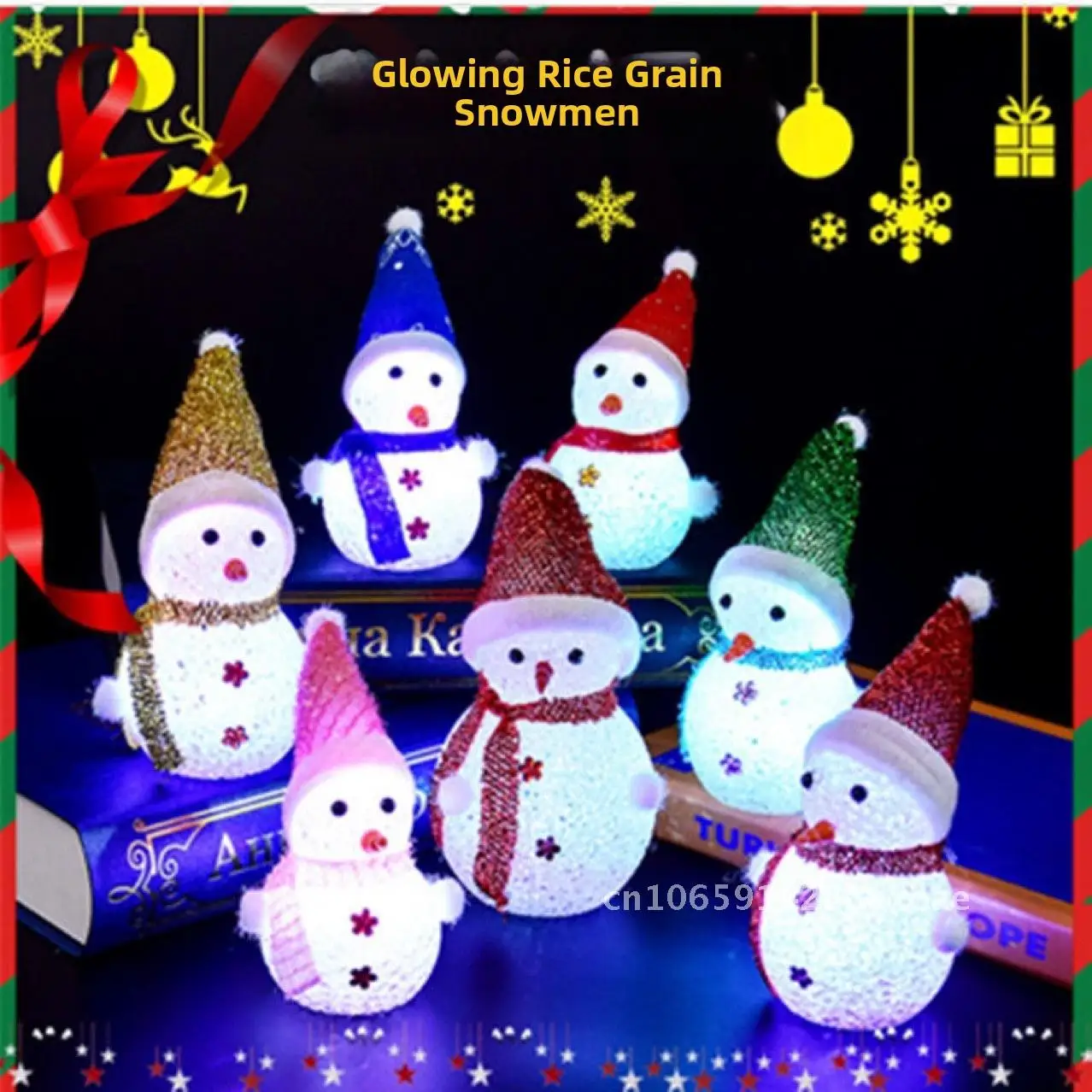 

Crystal Particle Luminous Snowman Christmas Atmosphere Decorative Lamp Colorful Night Light Particle Luminous Snowman Ornament