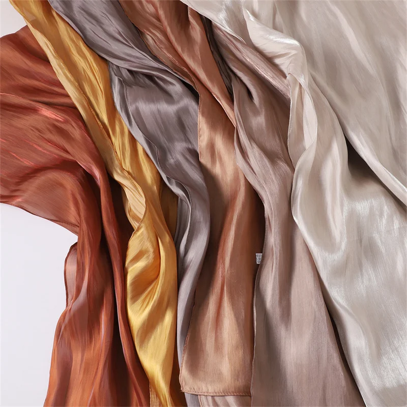 20 Colors Plain Sparking Silk Satin Shawls Scarf Lady High Quality Wrap Shimmer Beach Cover Stole Bufandas Muslim Hijab 175*75Cm