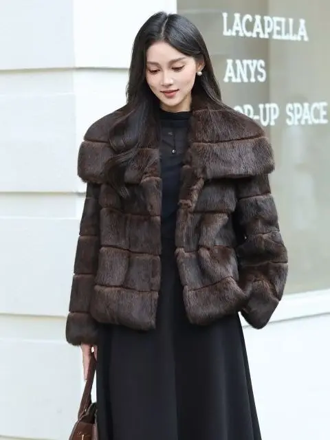 Pelt Rabbit Fur Coat Stand Collar Jacket Real Rabbit Coat New Winter Women Fashion Fur Waistcoat Natural Coat Wh106