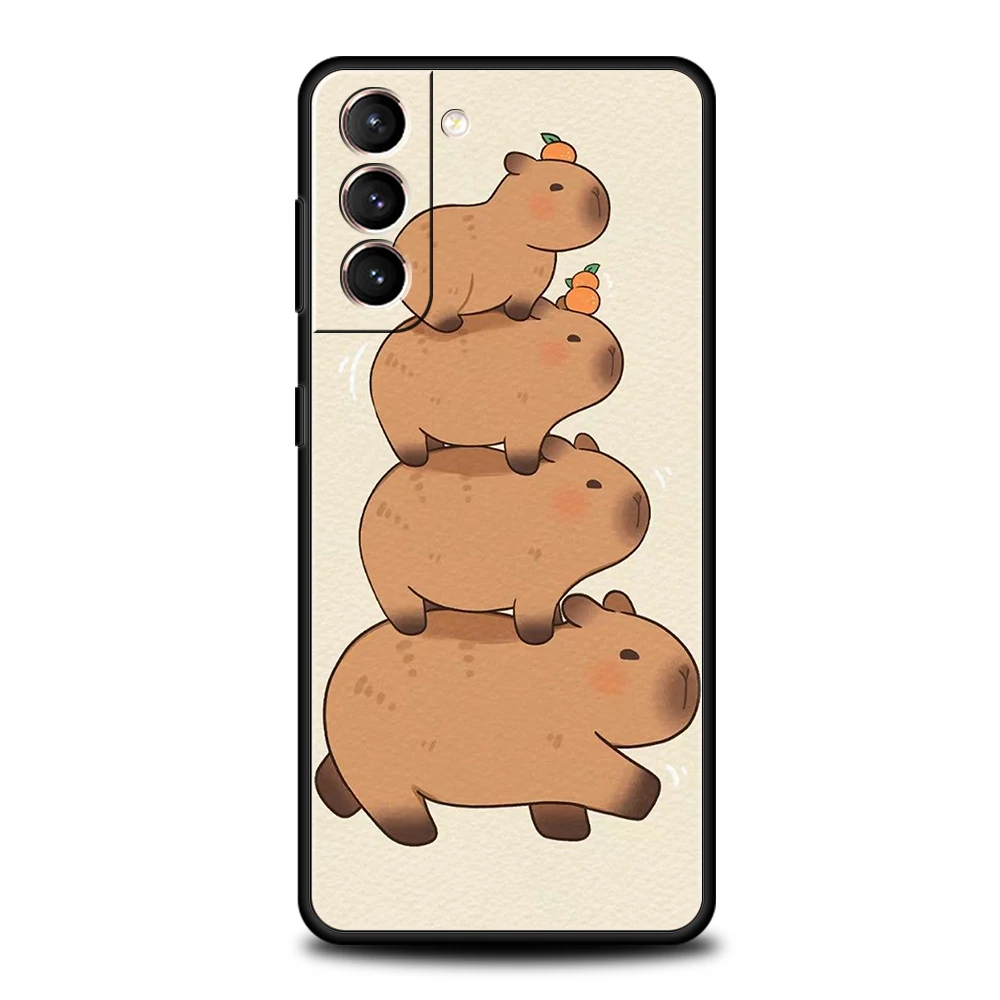 Cartoon Capybara Case for Samsung Galaxy S24 S23 S22 S20 S21 FE Ultra S24 S23 S10 S10E S9 S8 Plus 5G Silicone Phone Cover Capas