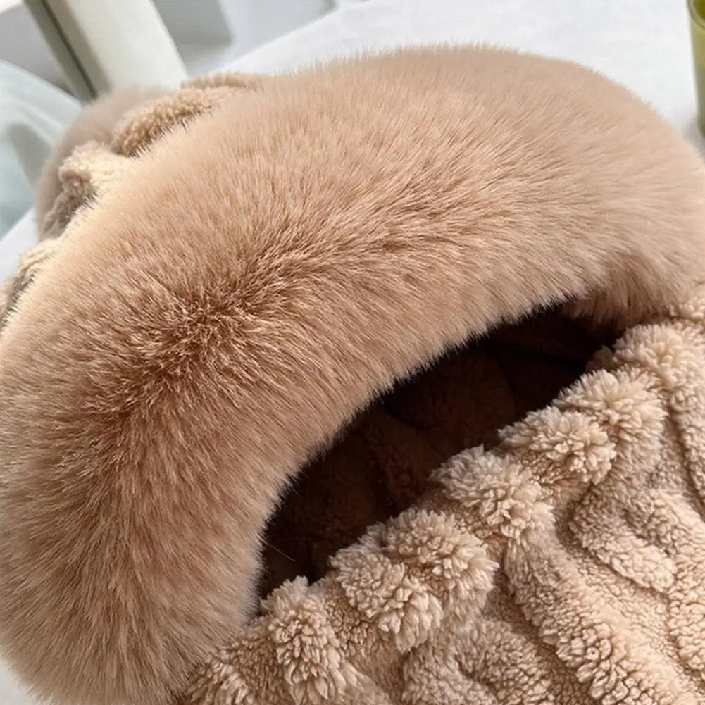 Wintermütze für Damen, mit Kapuze, Gesichtsmaske, Flusen, warm halten, verdickter Stil, Halstuch, Kapuzenmütze, Beanie, gestrickt, Kaschmir, Halswärmer