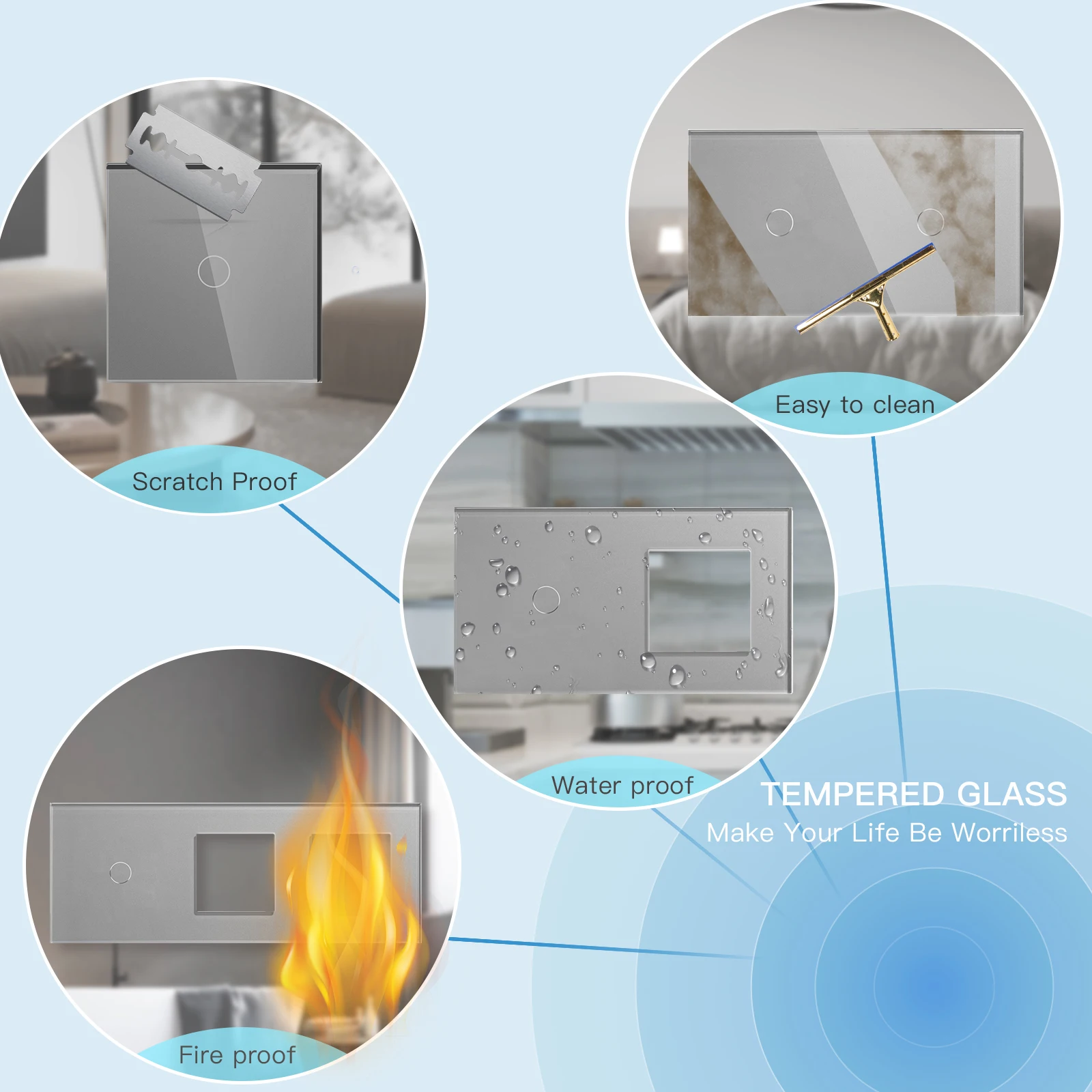 BSEED Zigbee 1/2/3Gang Wall Touch Switches Function Base 1/2/3Way Glass Panel EU Socket Smart Plug DIY Parts Free Combination