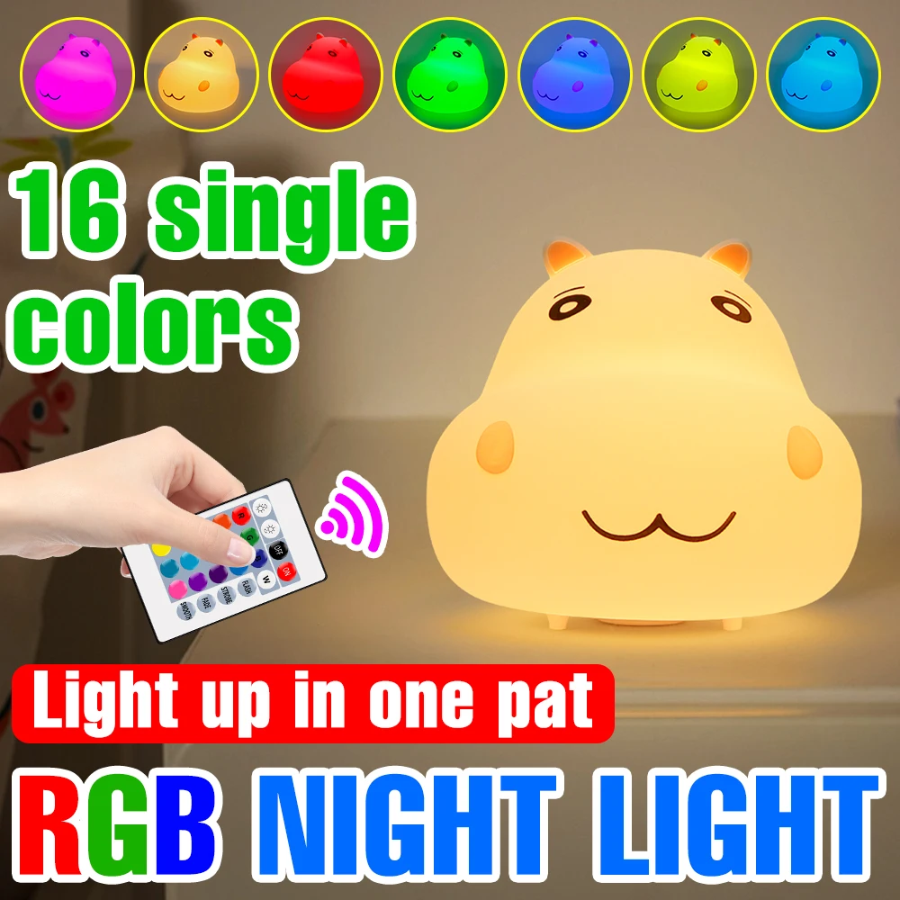 

5V Night Light Led Bedroom Night Lamp USB Remote Control Cute Animal Cartoon Chlidren Christmas Gift RGB Neon Lights Decoration