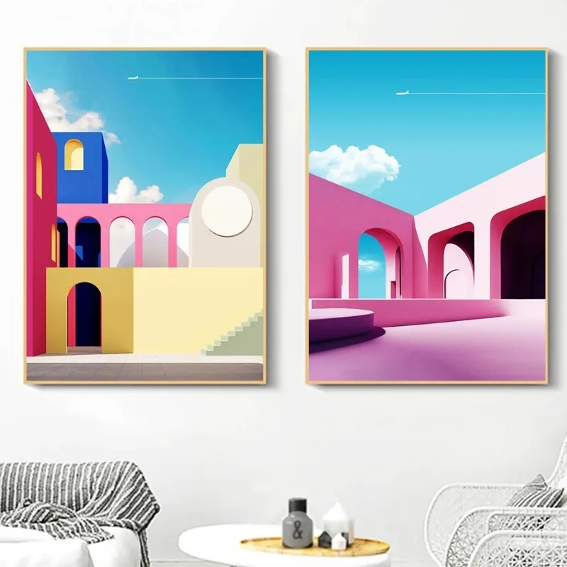 Travel Building Landscape Print Poster Morocco Greece Canvas Painting Wall Art Living Room Decor