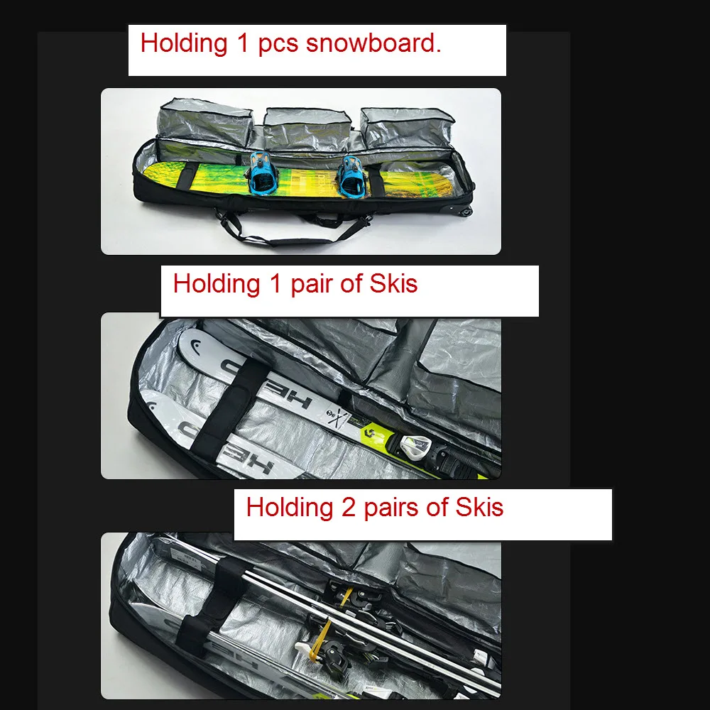 157 cm SnowBoard/Skis Bag With Big Wheels /waterproof material can hold 2 pairs of Skis or 1 Snow Board A7394