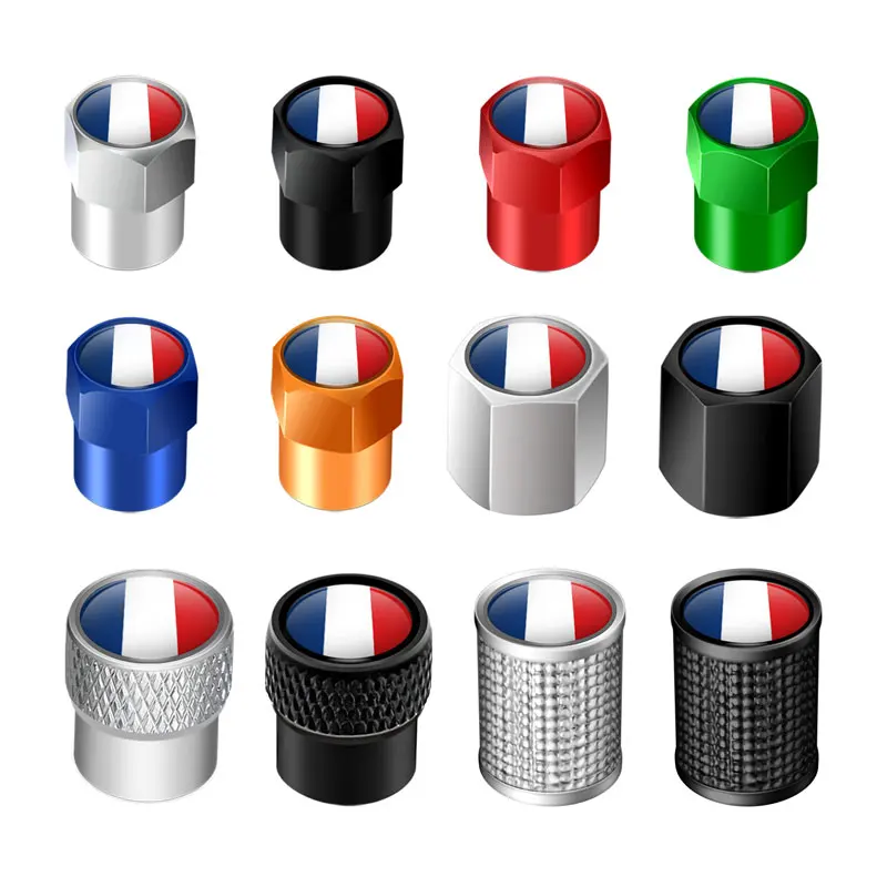 Bouchons de Valve de pneu de roue de voiture en métal, accessoires universels de style de voiture, 4 pièces, emblème de drapeau français, couvercle étanche Airdust