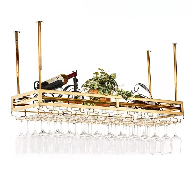 Stainless steel red wine glass upside down home bar wine hanging European wine ornaments ceiling rack