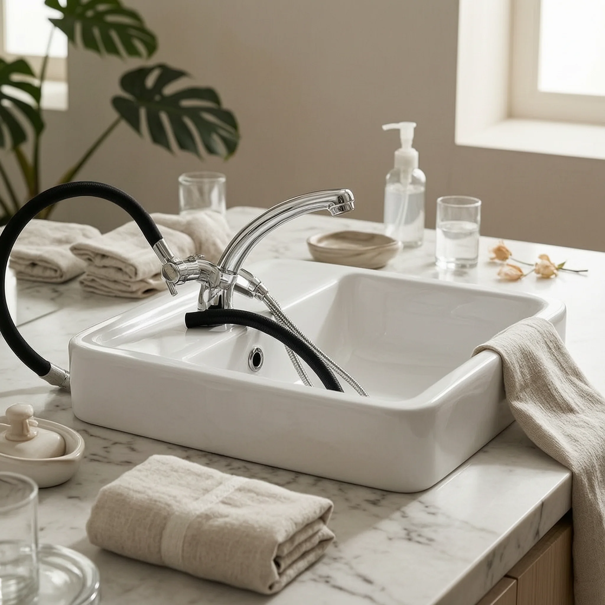 Water Circulation Sprayer Curved Tube Hair-Wash Basin Sprayer Hair Wash Bowl Stain Resistant Salon Equipment Drain Hose