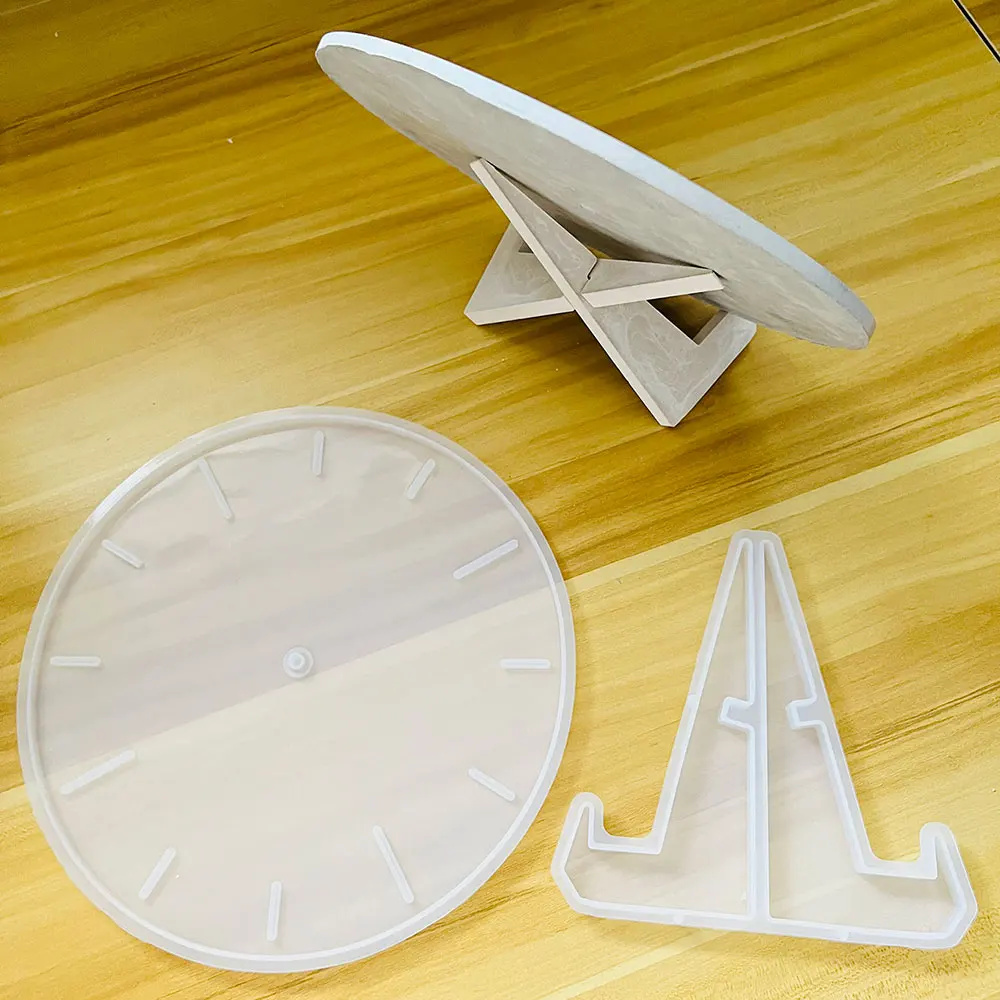 Clock Dial Stand Mold DIY Mobile Phone Stand Tablet PC Support Stand Cement Epoxy Resin Silicone Mold  Business Card Holder