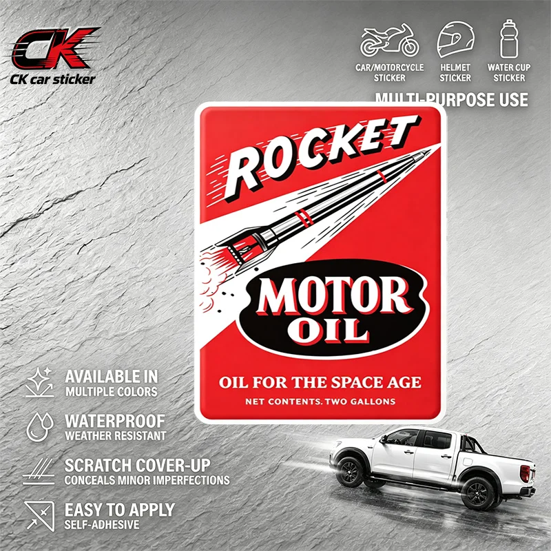 Vintage Rocket Motor Oil Car Sticker Vinyl Decal Waterproof Customizable for Car Motorcycle Laptop Auto Body Decoration