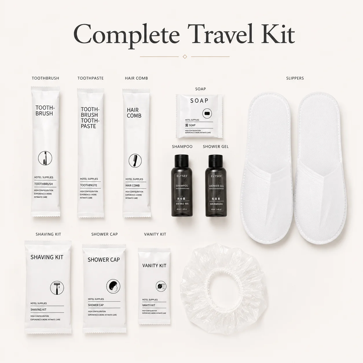 Disposable Hotel Amenities Kit Toothbrush Toothpaste Comb Soap Shampoo Slippers Travel Guest Supplies 100pc