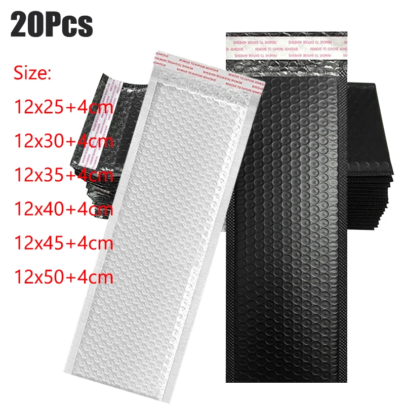 

20Pcs Long Black Bubble Mailer Matte Bubble Packaging Envelope Padded Envelope Postal Bag For Long Packaging Bubble Envelope
