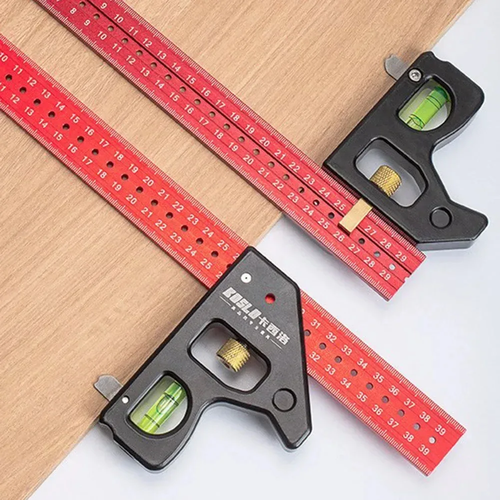 Woodworking Angle Ruler 30/40cm Aluminum Alloy Movable Precision Gauge Tool Set
