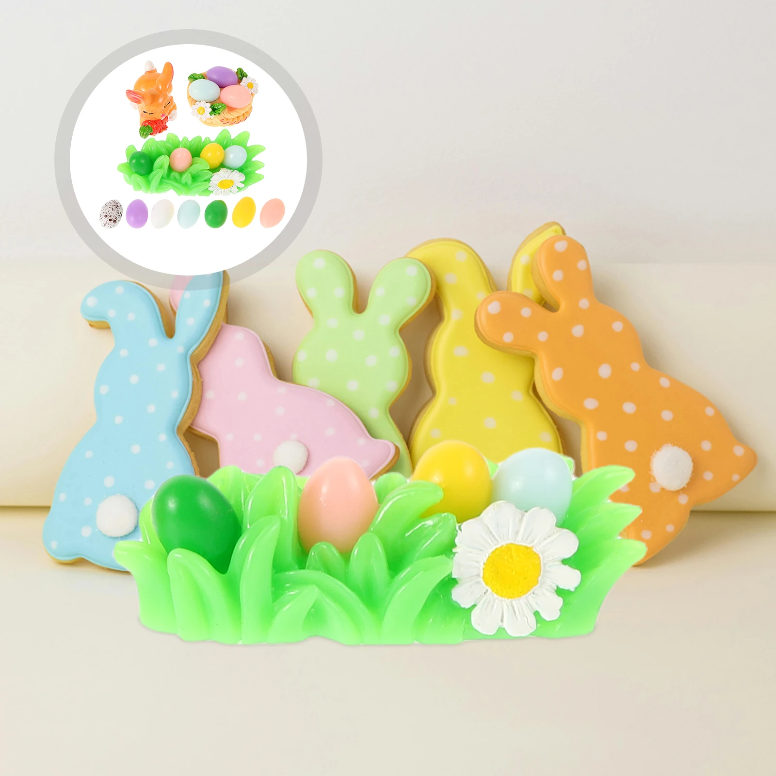 

10 Pcs Charm Easter Decorations Rabbit Figurine Resin Tiny Animal Figurines Bunny Egg Table Centerpieces