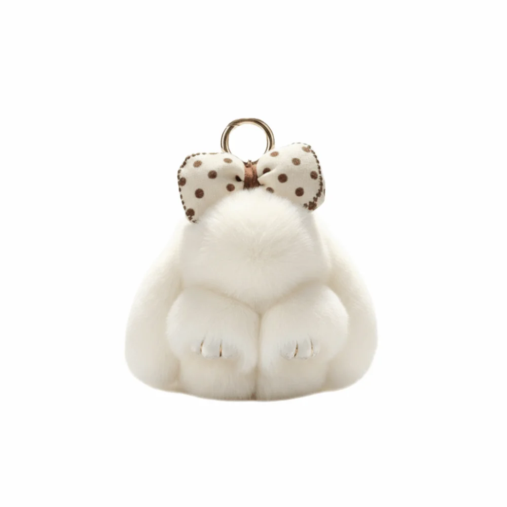 Cartoon Soft Rabbit Keychain Hair Bow Rabbit Fur Rabbit Keychain Fluffy Mini Rabbit Rabbit Key Ring Stuffed