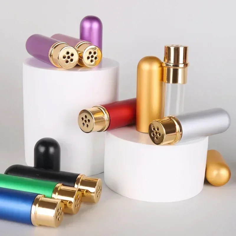 2/3Pcs Nasal Inhalers Tubes Refillable Aluminum Glass Essential Oil Perfume Personal Inhalers Clear Nose Awaken The Mind Gifts