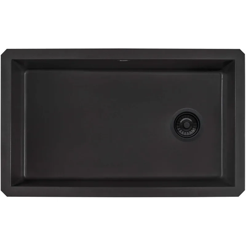 Ruvati 32 x 19 inch Undermount Granite Composite Single Bowl Kitchen Sink - Midnight Black - RVG2033BK