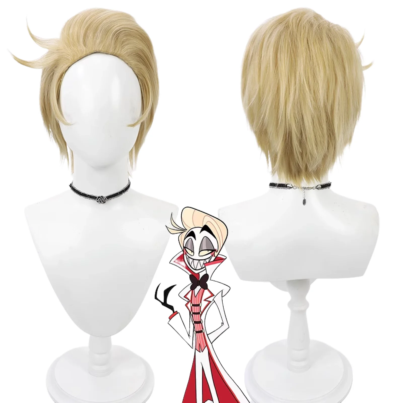 Anime lucifero Cosplay Morning Star Costume parrucche capelli sintetici resistenti al calore corti festa di Halloween gioco di ruolo puntelli di carnevale