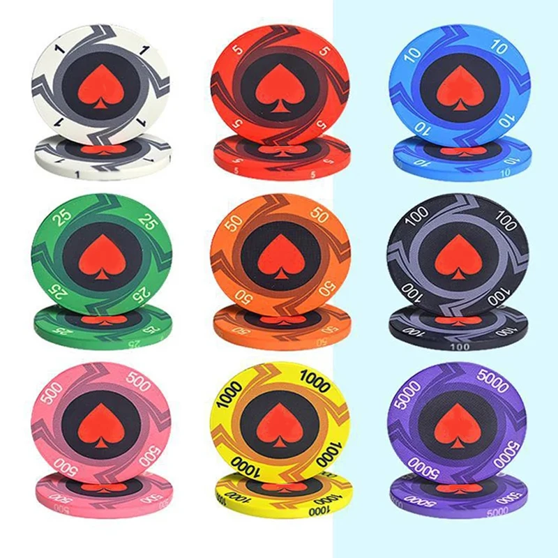 Juego de fichas de cerámica de corazón rojo, juego de póker de Texas, fichas de Casino profesionales, equipo de entretenimiento para Club de competición, juegos de mesa, 10 Uds.