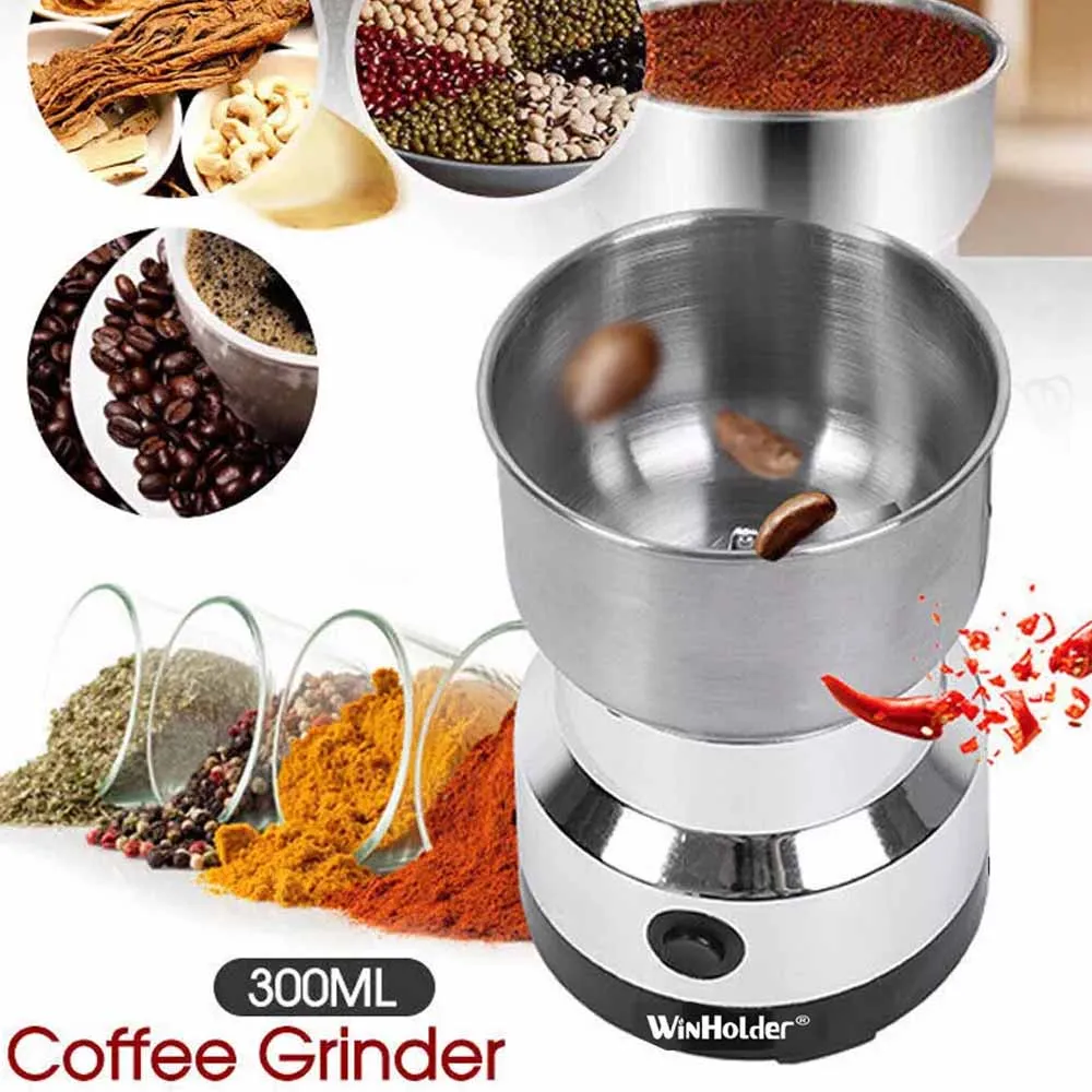 Stainless Steel Powerful Electric Coffee Bean Grinder Nut Seed Herb Grind Spice Crusher Mill Blender Kitchen Tool