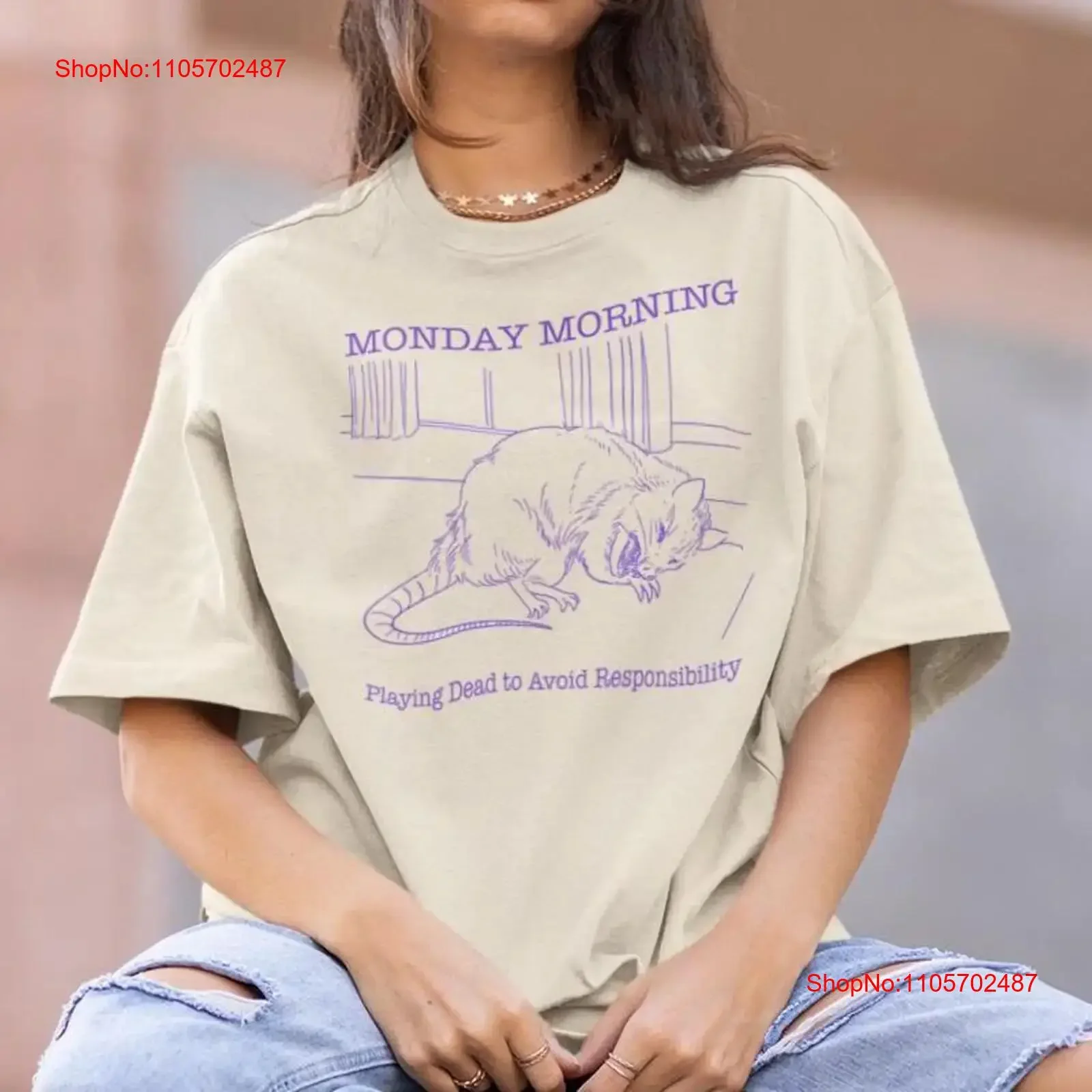 Possum Playing Dead to Avoid Responsibility T Shirt vintage Washed designer clothes fashion Slightly Soft Casual