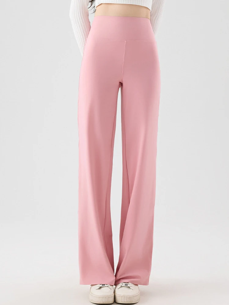 Pantalones de Yoga sueltos de seda de hielo para mujer, pantalones de Arca finos de cintura alta, Fitn, verano, 2025, pierna recta