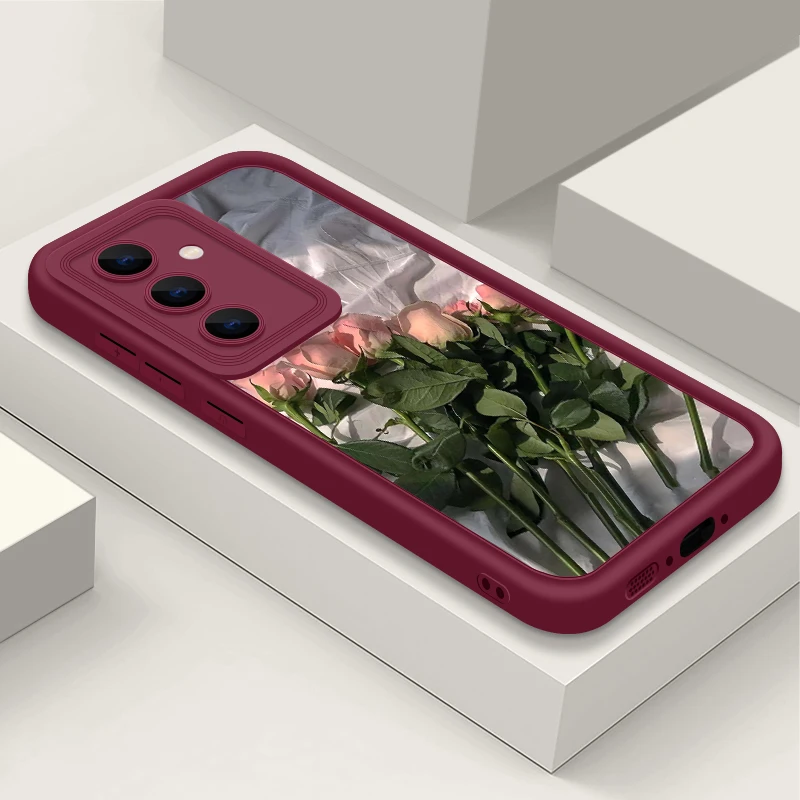 Rose ดอกไม้ซิลิโคนสําหรับ Samsung Galaxy S25 Edge S24 S23 Ultra S22 Plus A56 A36 A26 A16 A55 A15 a54 S24 s21 s23 FE ฝาครอบ