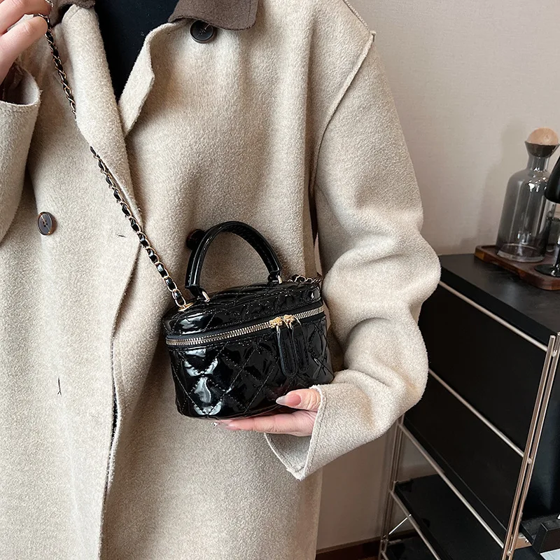 Lacquer Leather Box Hand Bags For Women 2024 New High Quality Shoulder Bag Deluxe Diamond Crossbody Bag Cute Purses And Handbags