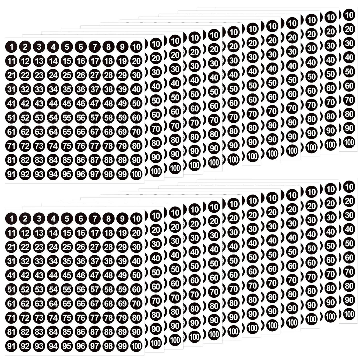 

2500 Pcs Number Stickers Colorful Big Numbers Black Coated Paper Decorative Child