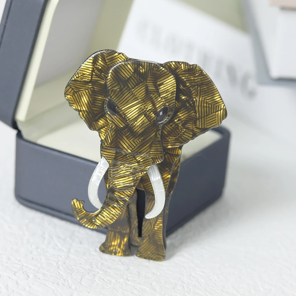 Fashion Elephant Brooches For Women Men Big Resin Acetate Celluloid Acrylic Animal Handmade Brooches And Pins Jewelry Gifts