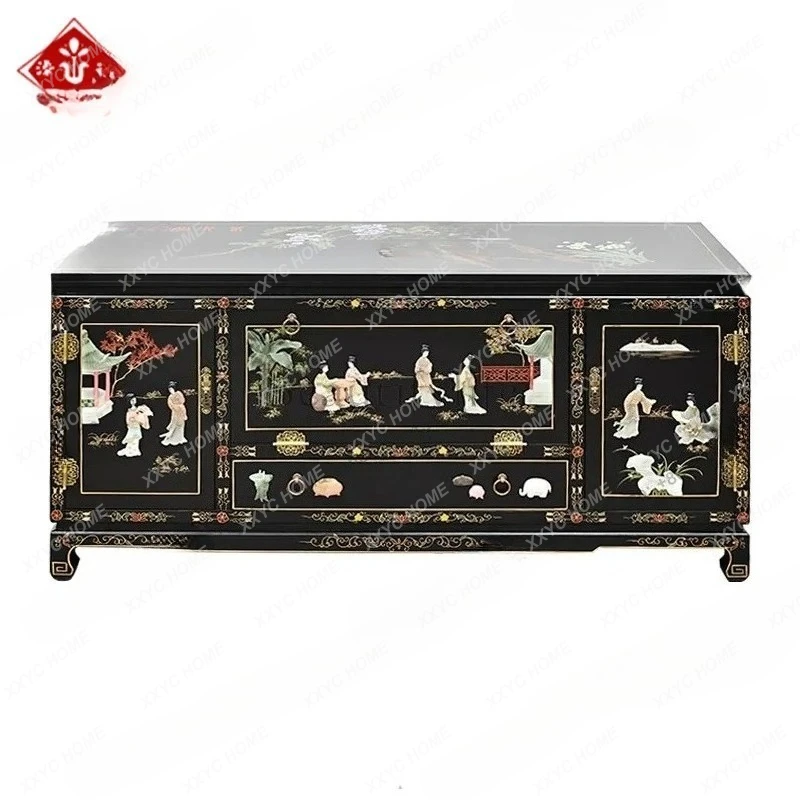 LNew Chinese furniture bone stone inlaid storage TV decorative cabinet foyer entrance corner cabinet