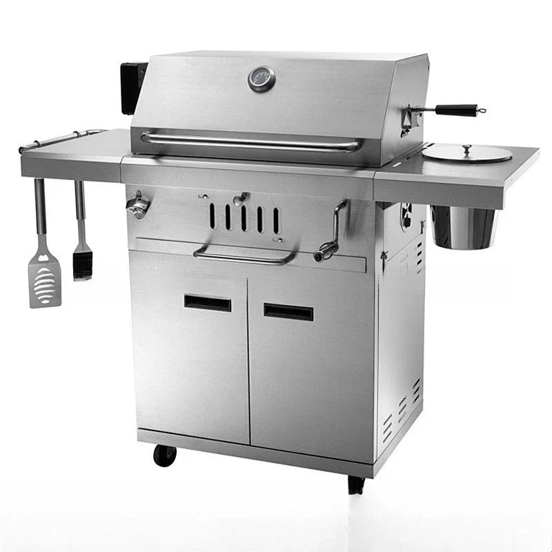 

Stainless steel charcoal grill, villa courtyard household BBQ with ice bucket removable